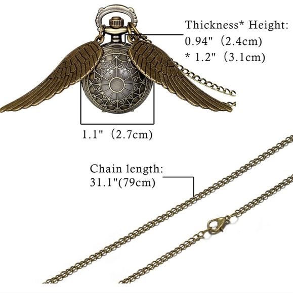 New Beautiful Harry Potter Golden quidditch snitch pocket watch - Picture 4 of 8